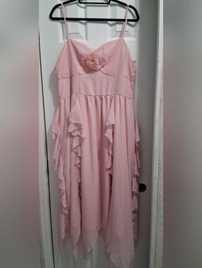 SHEIN Light Pink Ruffled Flower Chiffon Party Dress